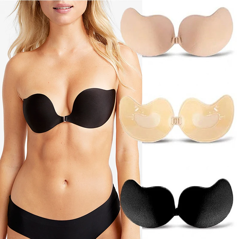 

Silicone Sticky Invisible Lift Up Bra Strapless Bralette Seamless Front Nipple Tape Mango Bras Type Breathable Gather Together