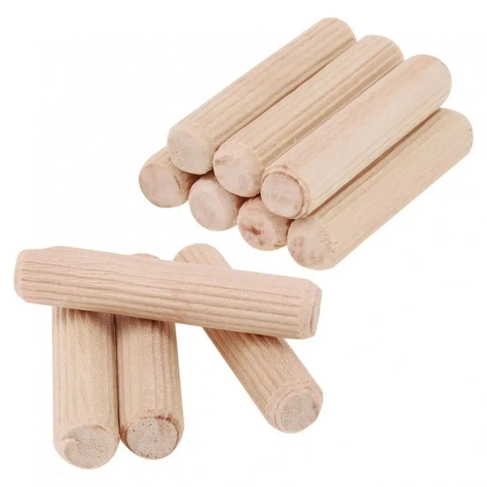 100 Stuks Kurk Gecanneleerde Naaldbout Houten Pinnen Houtbewerking Afgeschuind Houtsnijwerk Bed Laden Hout Nagels 6/8/10Mm