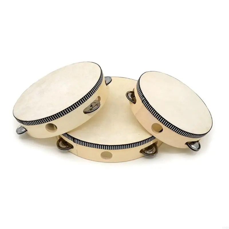 U90E Tambourines Musical Instrument dla dorosłych drewniane ręce trzymane dzwonki bęben