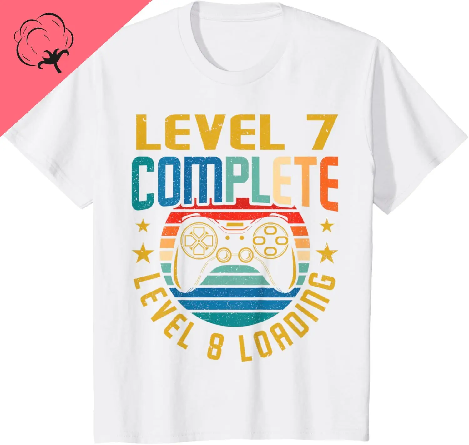 Level 7 Complete Level 8 Loading 7th Birthday Video Gamer T-Shirt Personalized Clothing Men and Women Short Sleeves Cotton Tee