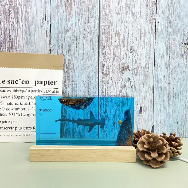 

Real Wood Resin Ocean Art Decor Unique High End Home Ornament Finished Night Light Birthday Holiday Gift For Her Him