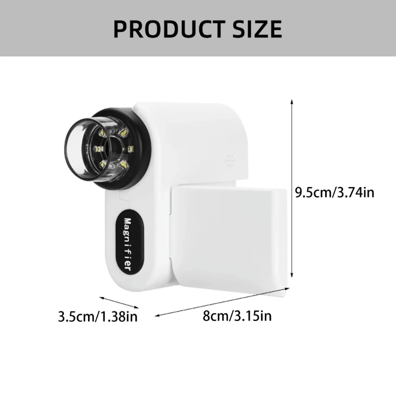 Microscopio digitale Microscopio USB 1200X Microscopio a moneta con luce LED Microscopio con schermo LCD da 2 pollici per Adulti