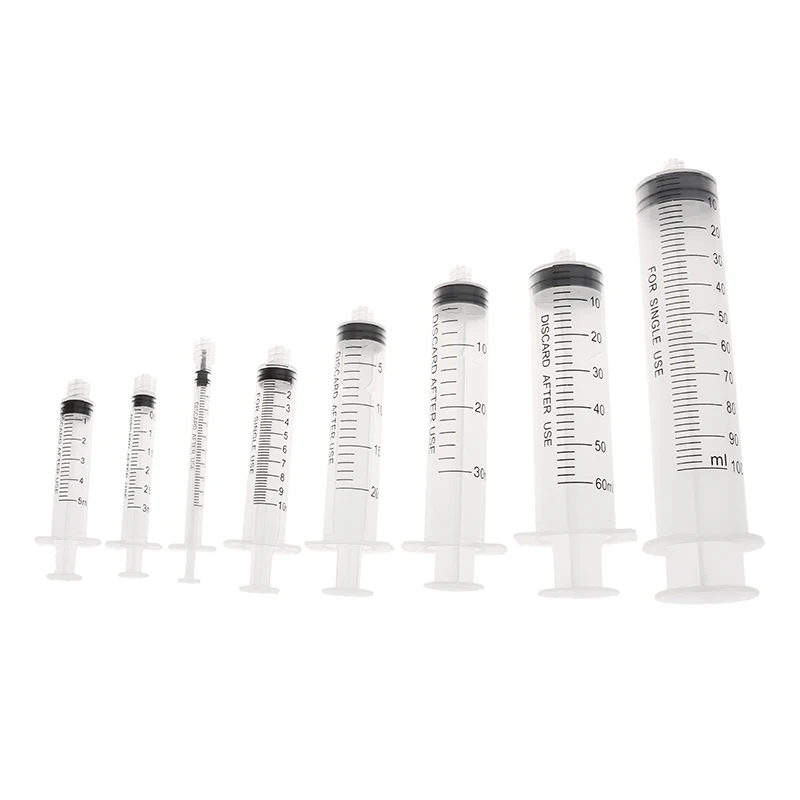 10pcs Luer Lock Syringes 1/2/3/5/10/20/30/5/100ml Plastic Syringe Nutrient Syringe Tools Sampler Measure Tool Parts