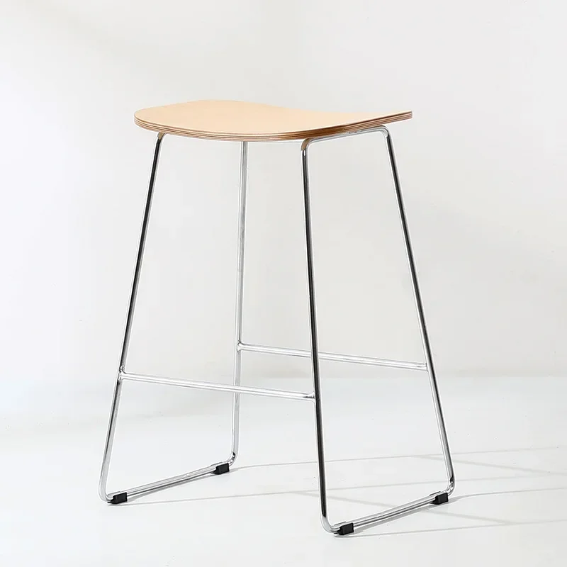 Nordic solid wood bar stool, home wrought iron high chair, leisure bar stool, simple checkout page bar milk tea shop chair