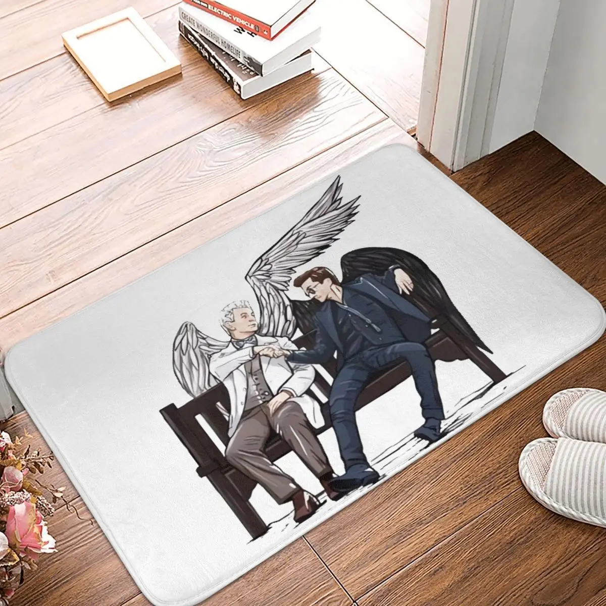 Good Omens Bath Mat Fantasy Film Velvet Soft Toilet Mat Kitchen Shower Door Anti Slip Foot Mat Design Bathroom Rug