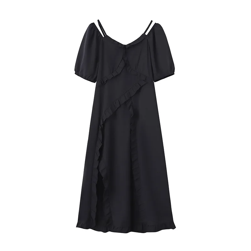 150Kg Plus Size Women Bust 148cm Summer Loose Black Dress 5XL 6XL 7XL 8XL 9XL