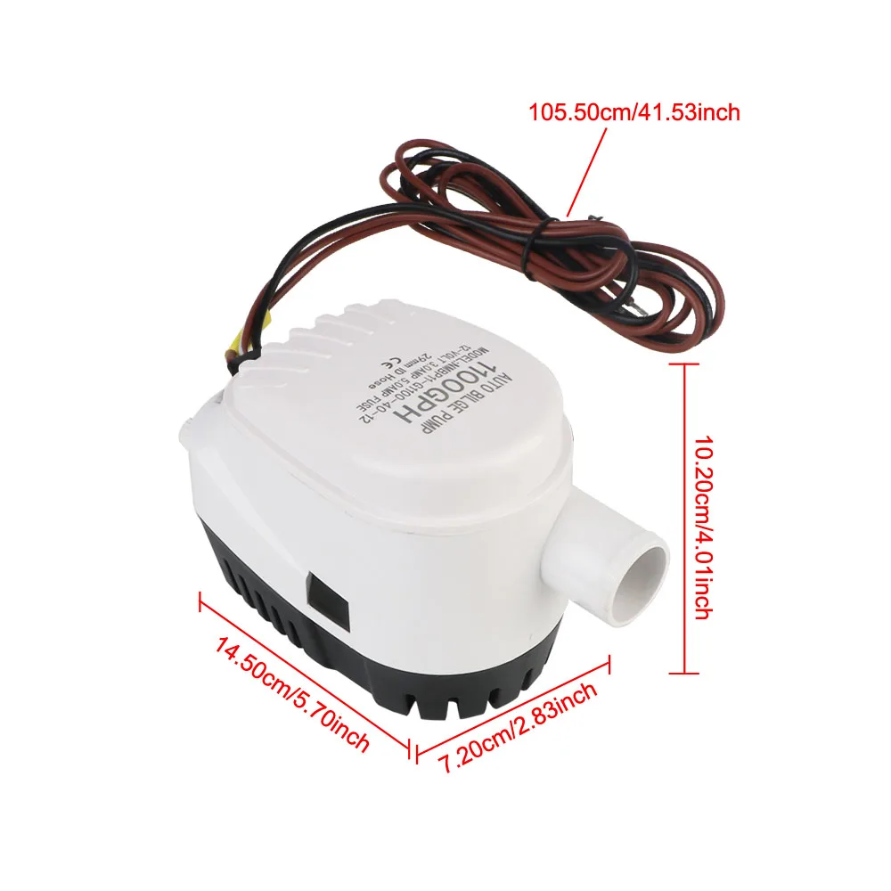 With Fuse Motor Seaplane DC 12V/24V Volt Auto Automatic Boat Bilge Pump Small 1100GPH Submersible Water Electric Pump Yacht Boat