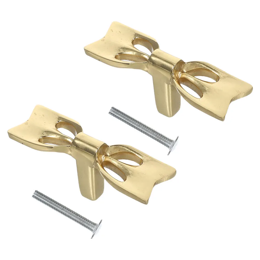 

2Sets Brass Bowknot Cabinet Pulls Creative Gold Bow Drawer Handles for Wardrobe Dresser Furniture Hardware Gold Bow Knobs