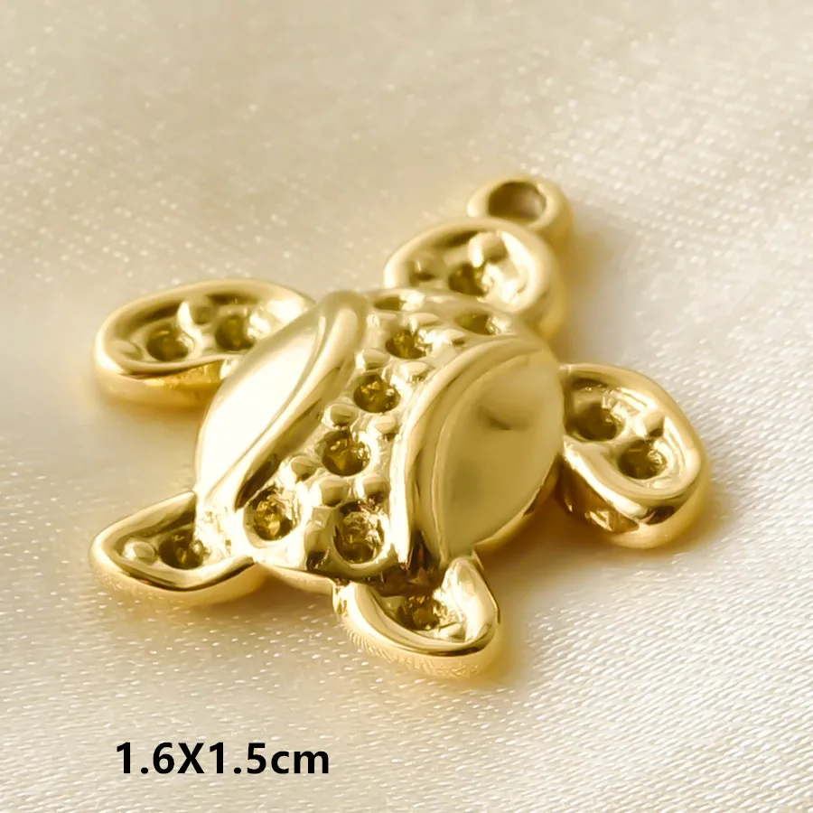 2/6 Stück echt vergoldete Anhänger mit Meeresmotiven, Emaille-Wellen, Seepferdchen, Schildkröte, Edelstahl-Charms für die Schmuckherstellung, Schlüsselanhänger, Großpackung – Detail 23