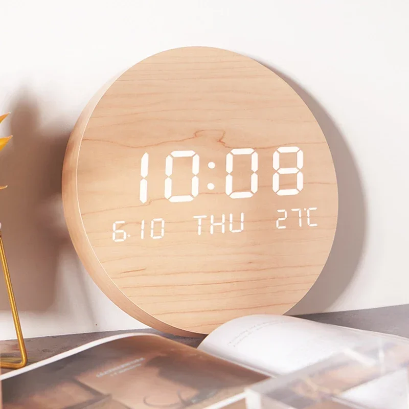 LED Digital Wall Clock Temperature Date Time Multi-function Display Living Room Home Bedroom Silent Clock Fashion Wall Clock