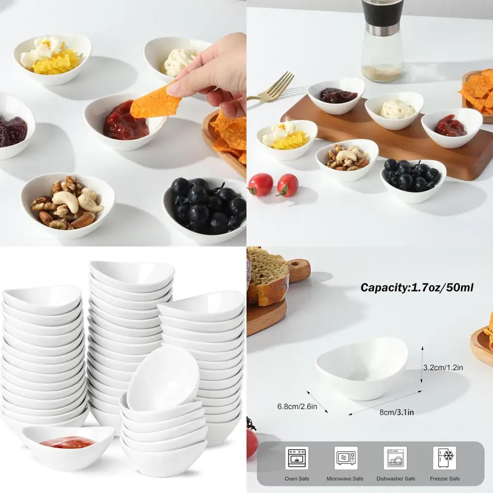 

50-Piece Porcelain Mini Dipping Bowls for Sauces, Condiments, and Sides