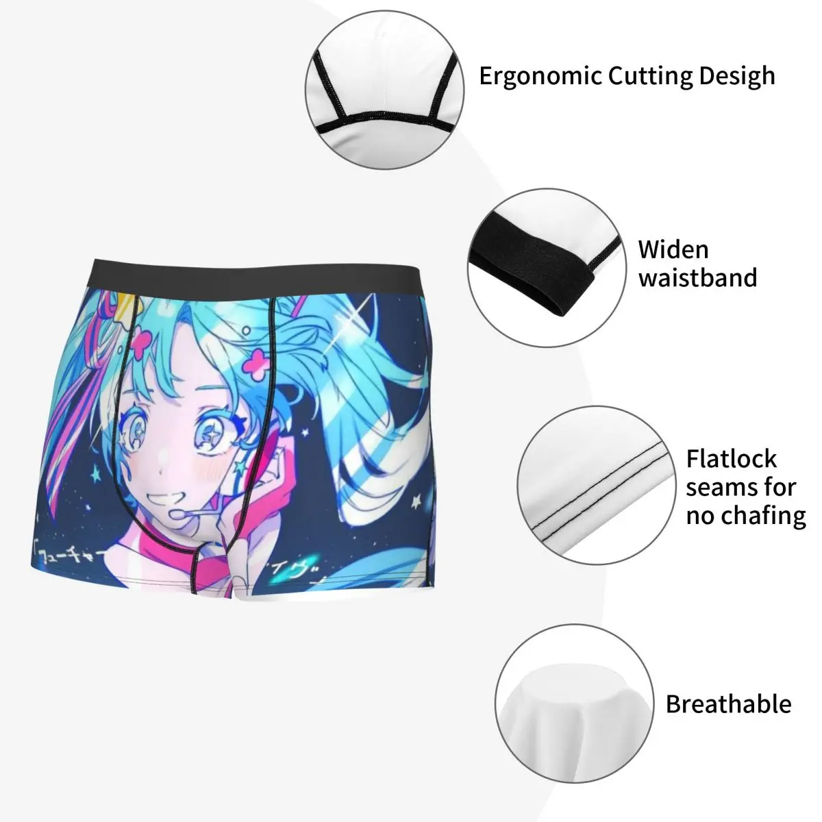 メンズ 初音ミク ボクサーパンツ   快適な下着 ショーツ ボクサーブリーフ