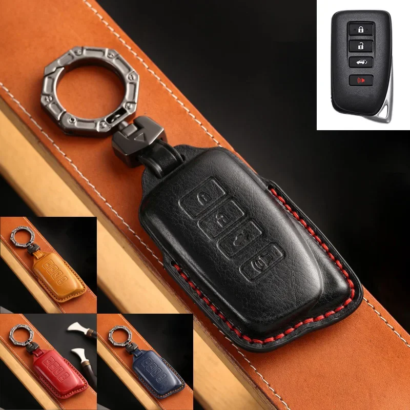 

Genuine Leather Car Remote Smart Key Fob Case Cover Holder Bag With Keychain For Lexus IS GS RX ES NX LS RC LX RC300