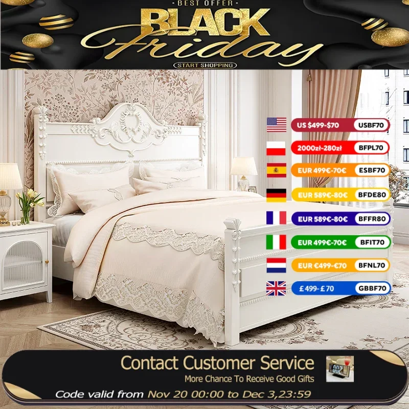 

Роскошная современная двуспальная кровать принцессы в стиле лофт, деревянное хранилище, белый каркас кровати размера «queen-size» для девочек Lit De Chambre A Coucher, мебель для дома