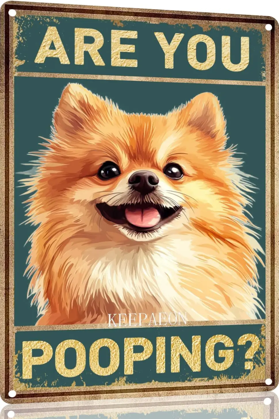 Pomeranian Vintage Metall-Blechschild „Are You Pooping?“ – Lustiges Badezimmer-Kunstposter für Toilette, Höhle, Bar, Zuhause, Badezimmerwand