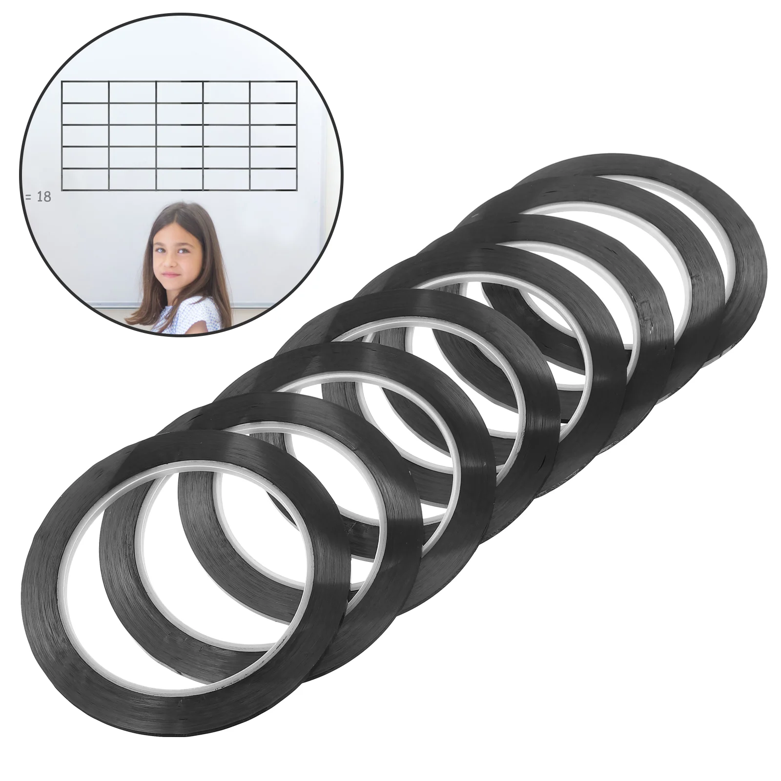 

8 Pcs Drafting Tape Film Whiteboard Black Duct Graphic Chart Self Adhesive Fish Tank