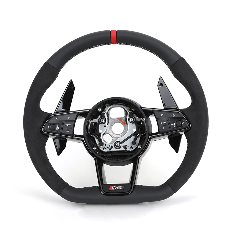 RS R8 Volant Half Alcantara Leather Steering Wheel for Audi A3 A4 A5 A6 B6 RS6 C8 RS3 8V SQ8 SQ5 B8 B8.5 B9.5 Q3 S3 2015 2024