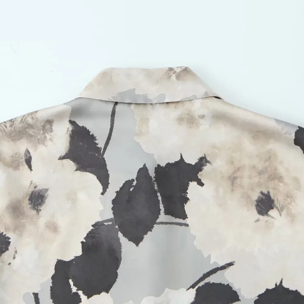 2025 nouveau haut ample pour femmes avec col manches longues bouton imprimé printemps et été nouvelle chemise de mode