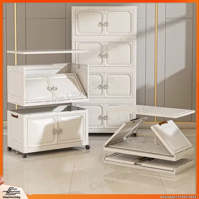 Transparent Folding Plastic Storage Box 38cm 70cm 80cm Wide 2 3 4 5 Layers Light Luxury Wardrobe Organizer Large Capacity