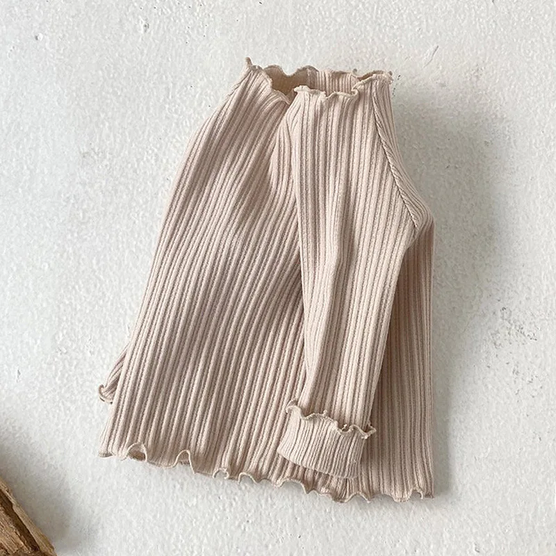 

2025 Autumn New Baby Long Sleeve T Shirts Cotton Toddler Girl Simple Ribbed Bottoming Shirts Solid Infant Casual Tops Clothes