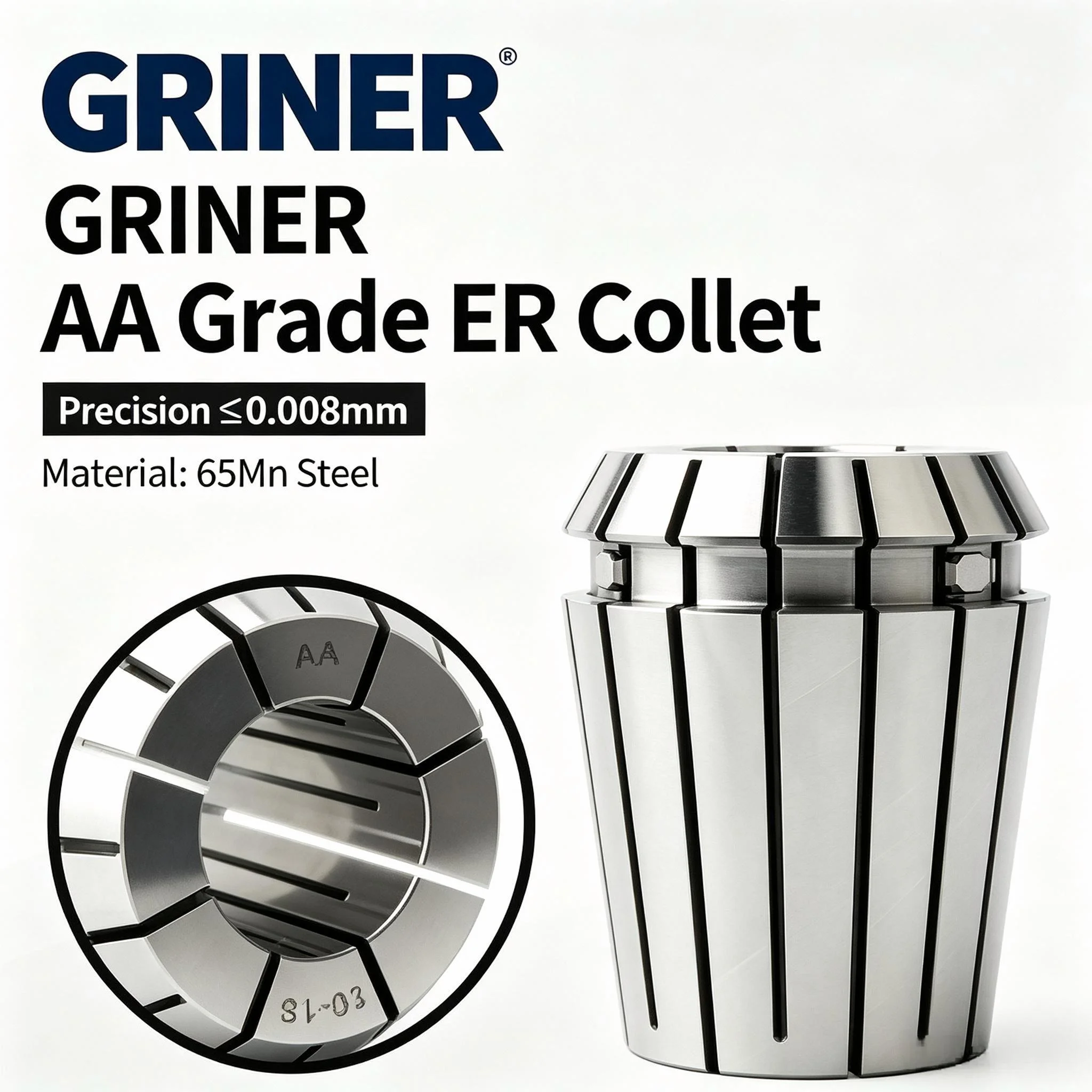 ER Collet UP AA Standard Grade 0.003-0.015 Precision JU12 65Mn Bearing Steel ER Spring Collet For CNC Tool Holder