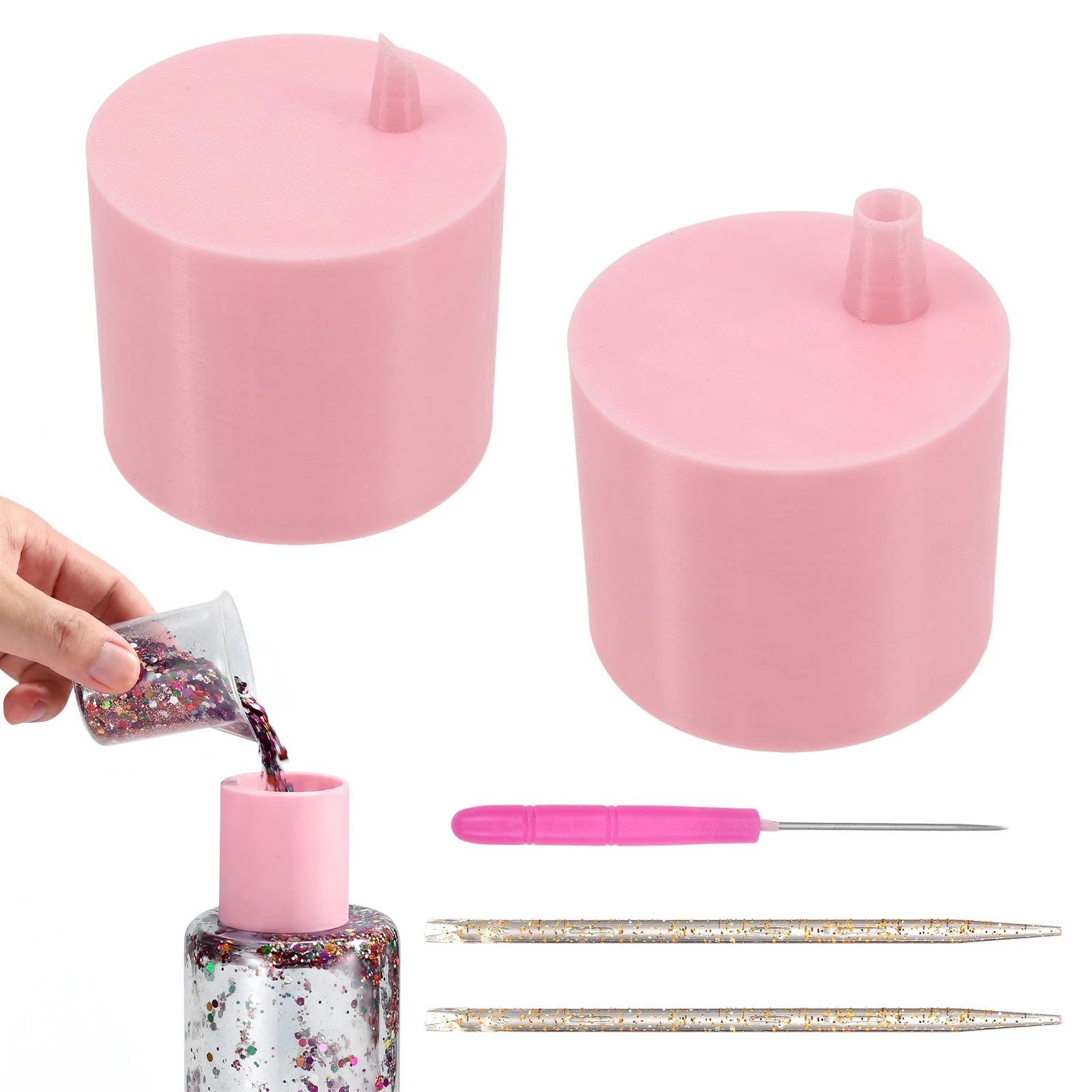DIY Glitter Cup Making Accessories Kit Two Size Openings Snow Globe Glitter Funnel with 3 Pokey Tool for Tumbler & Snowglobe Cup