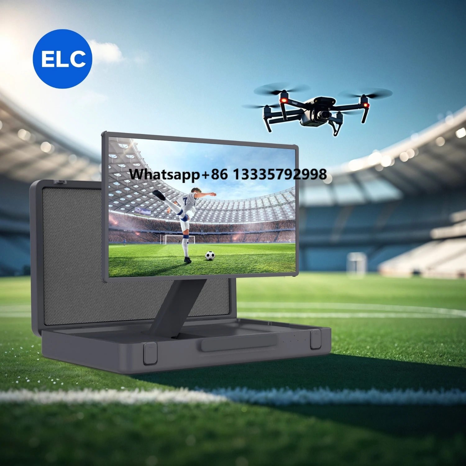 

27 Inch Portable Briefcase MonitorScreen FHD Smart Tv Display Android 13 Real Time Projection of UAV Images on Football Fields