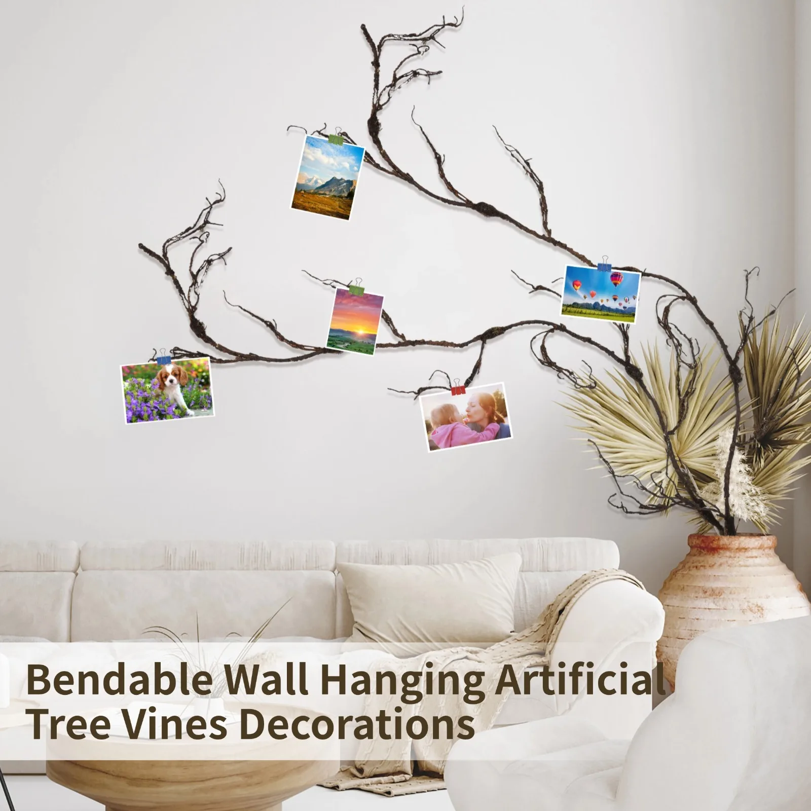 2Pcs Bendable Wall Tree 98in Hanging Artificial Tree Vine Fake Reptile Plants Branches Twigs For Outdoor Bedroom Garden Home