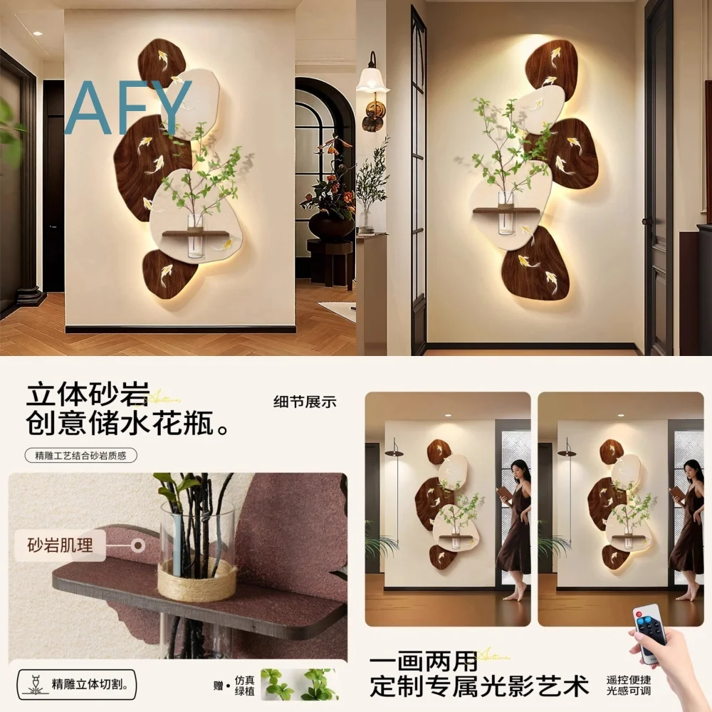 Entrance Decoration Painting for Home Office Corridor Wall Art with Lucky Symbolism Hydroponic Green Plants Door Facing