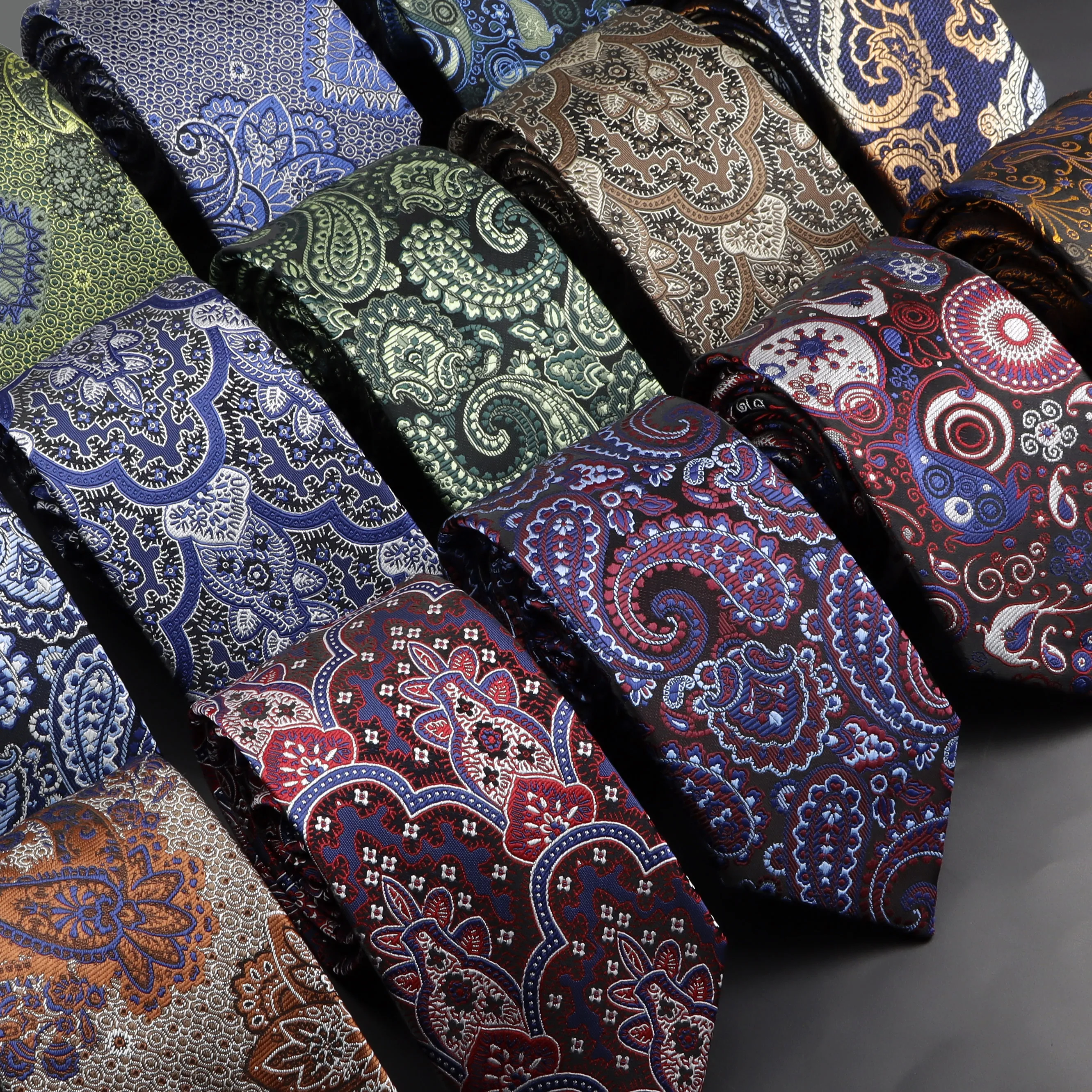 

New Design Wedding Men Tie Green Wine Red Brown Paisley Flower Neckties Men Business Dropshipping Groom Collar Accessories Gift