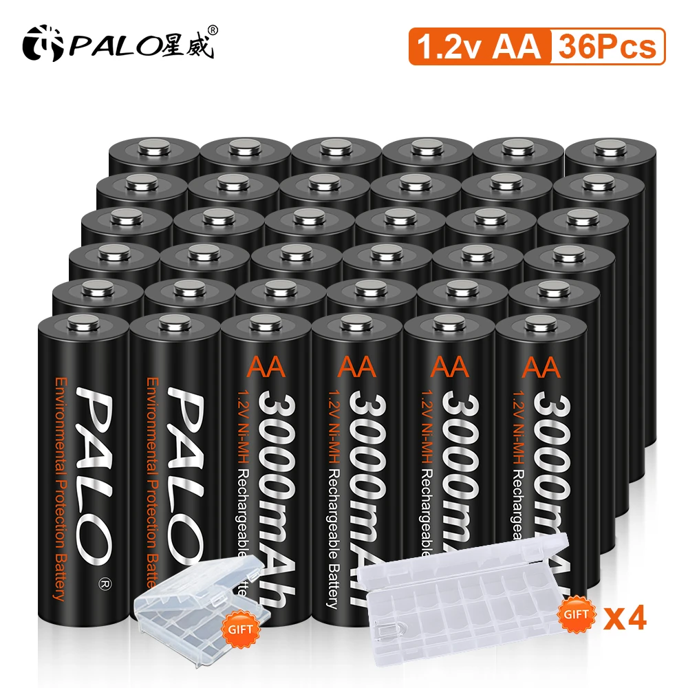 PALO AA Rechargeable Battery AA NiMH 3000mAh 1.2V Ni-MH AA 2A Bateria low self discharge AA Batteries For toys camera wireless