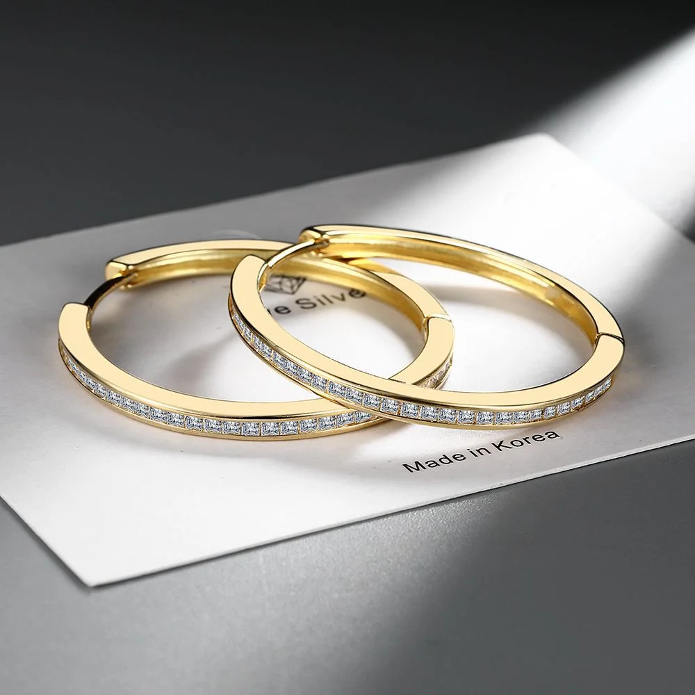 مويسانيتي الماس هوب القرط 925 فضة للنساء 18 كيلو الذهب تألق ساحة Huggie غرامة مجوهرات