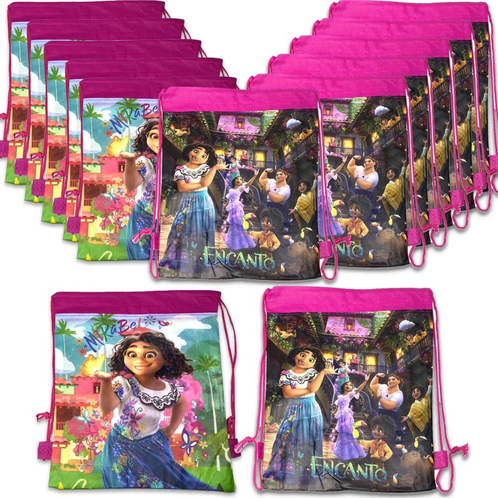 3/6/12pcs/lot Disney Encanto‌ Non-woven Fabrics Mochila Birthday Events Party Baby Shower Decorations Drawstring Gifts Bags