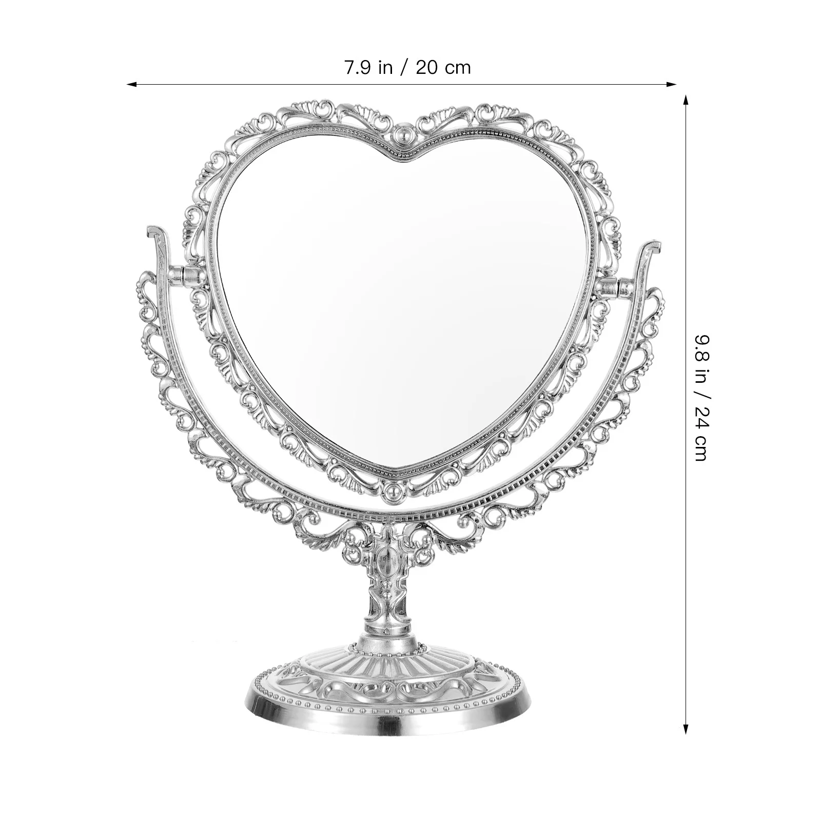 Retro Heart Shaped Vanity Mirror Swivel Design Countertop Mirror for Desktop Makeup Station Decorative Use