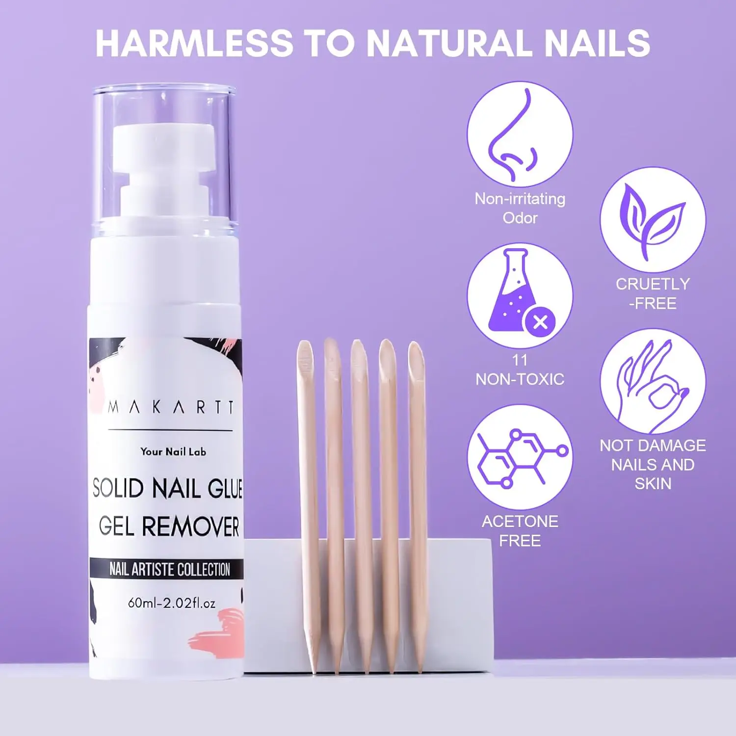 Makartt Solid Nail Glue Gel 15ml and Nail Glue Remover for Press on Nails Strong Clear Acrylic Nail Tips Nail Polish Remover