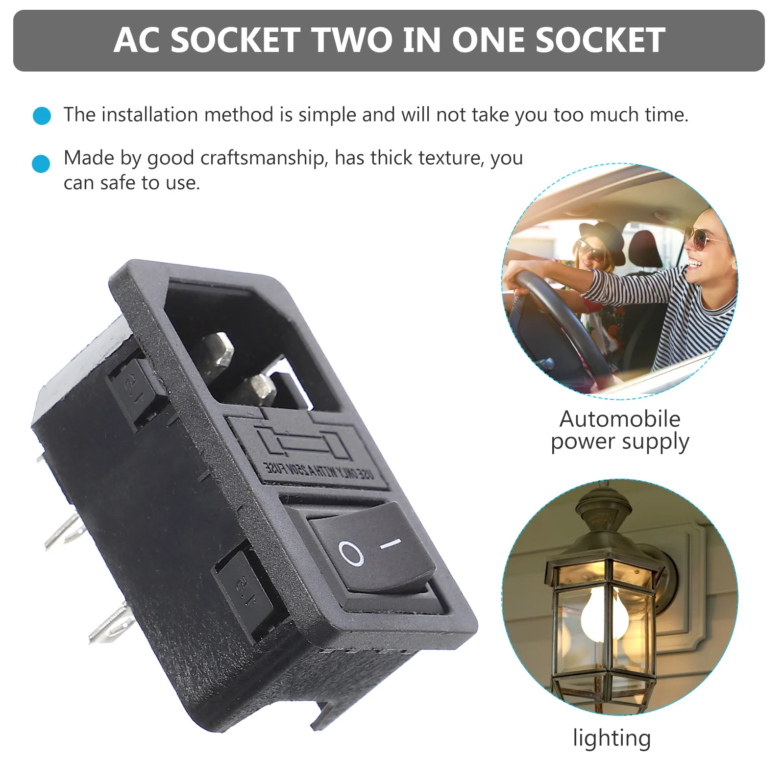 

2Pcs Plug Sockets Professional Replacement 3 Pin Ac Inlet Module Connectors for Power Cabinets Vehicle Lighting