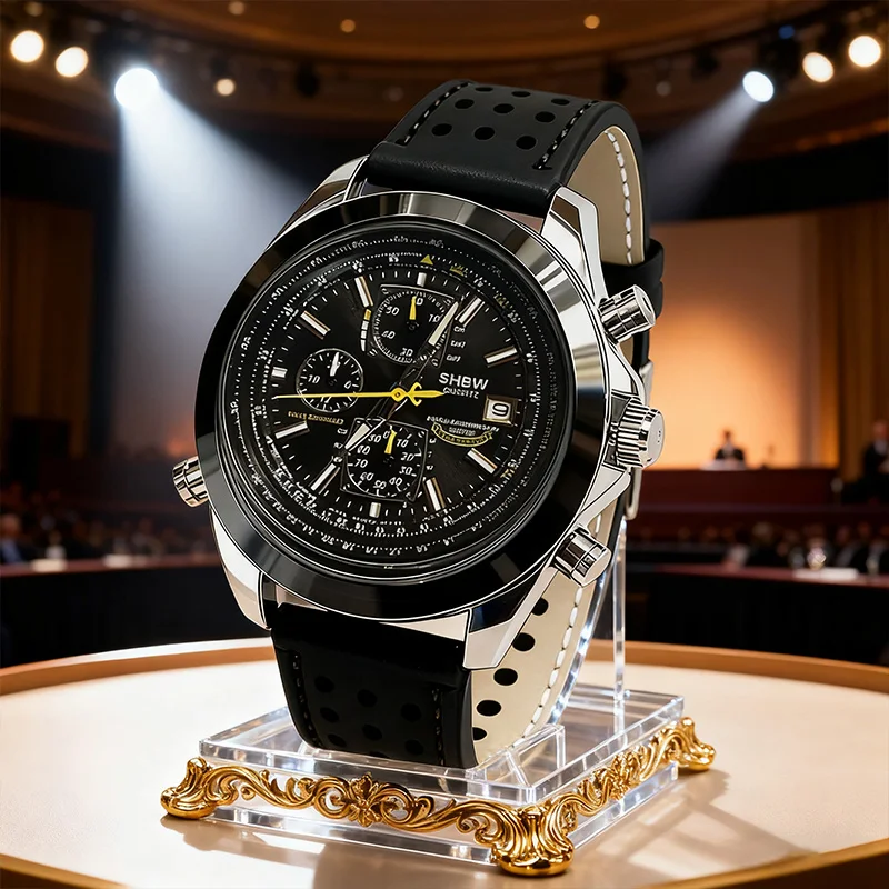 ساعة SHBW الأكثر مبيعًا 2025 كوارتز عصرية فاخرة للرجال - مضيئة، كرونو وتقويم، مقاومة للماء حتى 30 مترًا، حزام من الجلد الناعم