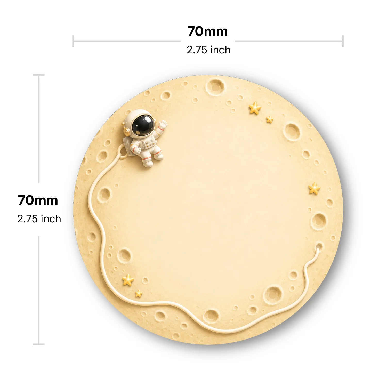 2PCS Astronaut Moon Round Sticky Notes 100 Sheets Space Star Lunar Surface Memo Pads Writing Reminder Notes Office School Statio