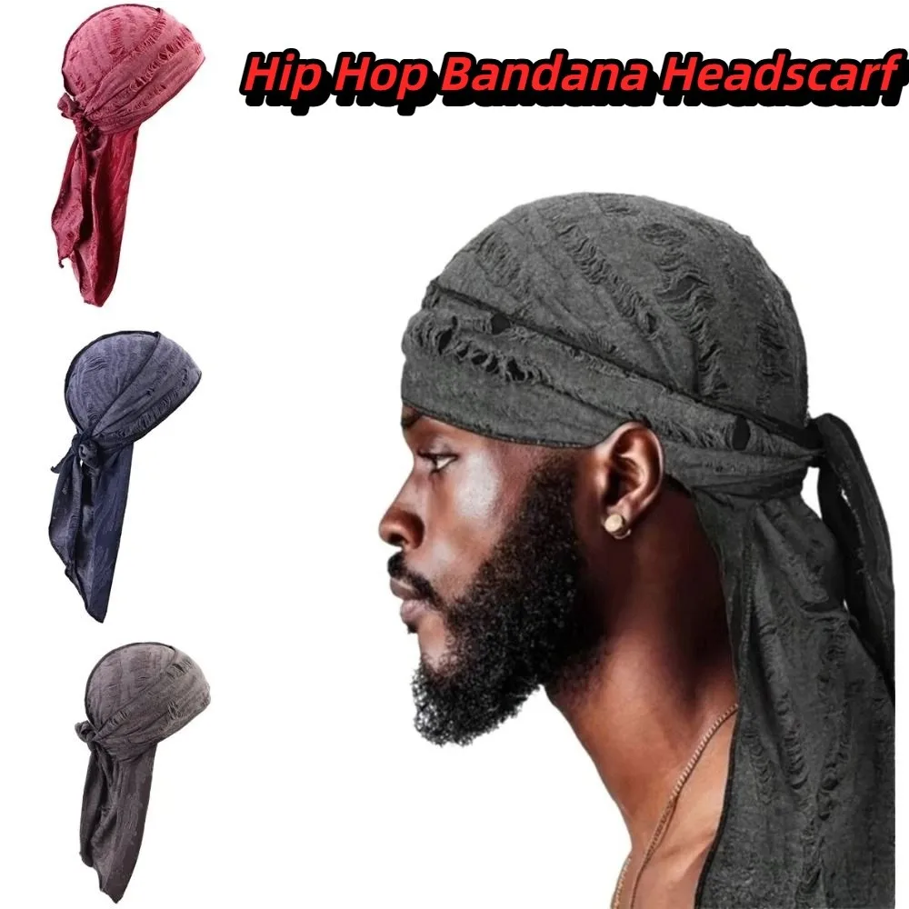 Foulard Bandana Hip Hop in cotone Sciarpa da ciclismo traspirante Coda lunga Berretto da pirata Fascia per capelli Fascia per capelli Cappello Bandana con foro