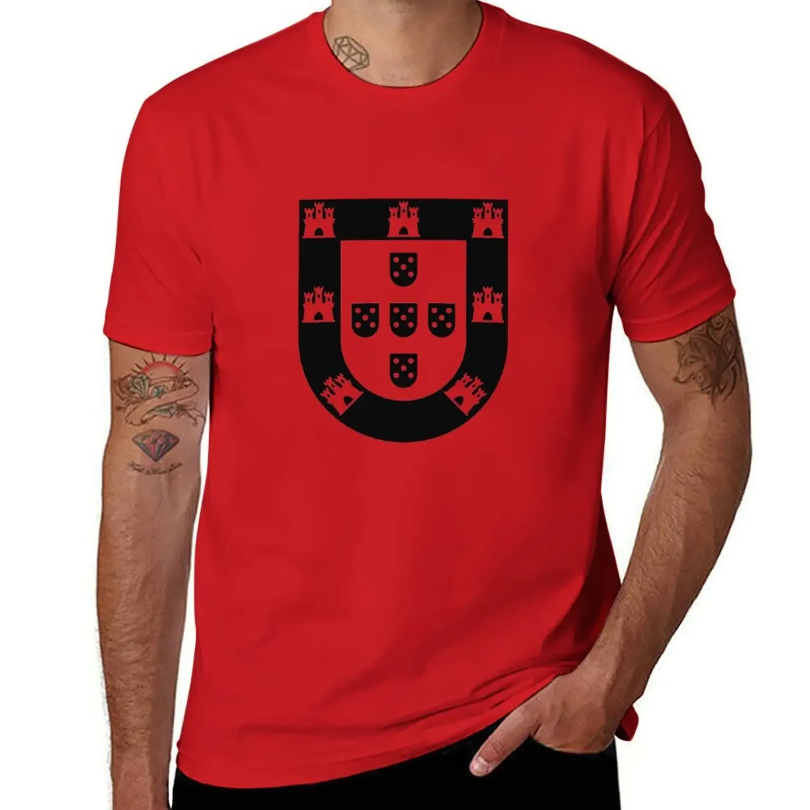 Portugal Flag · Black Symbol T-Shirt cute tops anime clothes customs t shirts for men graphic