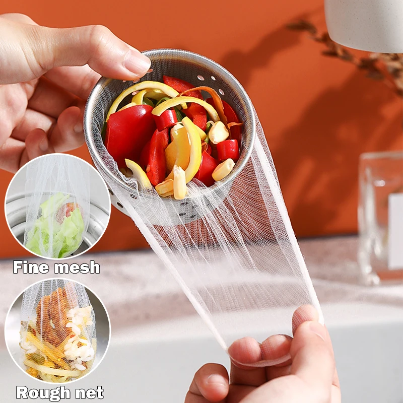 30/100Pcs Disposable Kitchen Sink Filter Mesh Sewer Garbage Filter Meal Residue Pool Mesh Bag Drainage Screen Sink Garbage Net