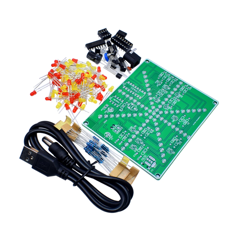 NE555 + CD4017 Kits d'apprentissage de pratique électronique pièces de Suite rouge jaune Double couleur lumières clignotantes Kit de bricolage stroboscope