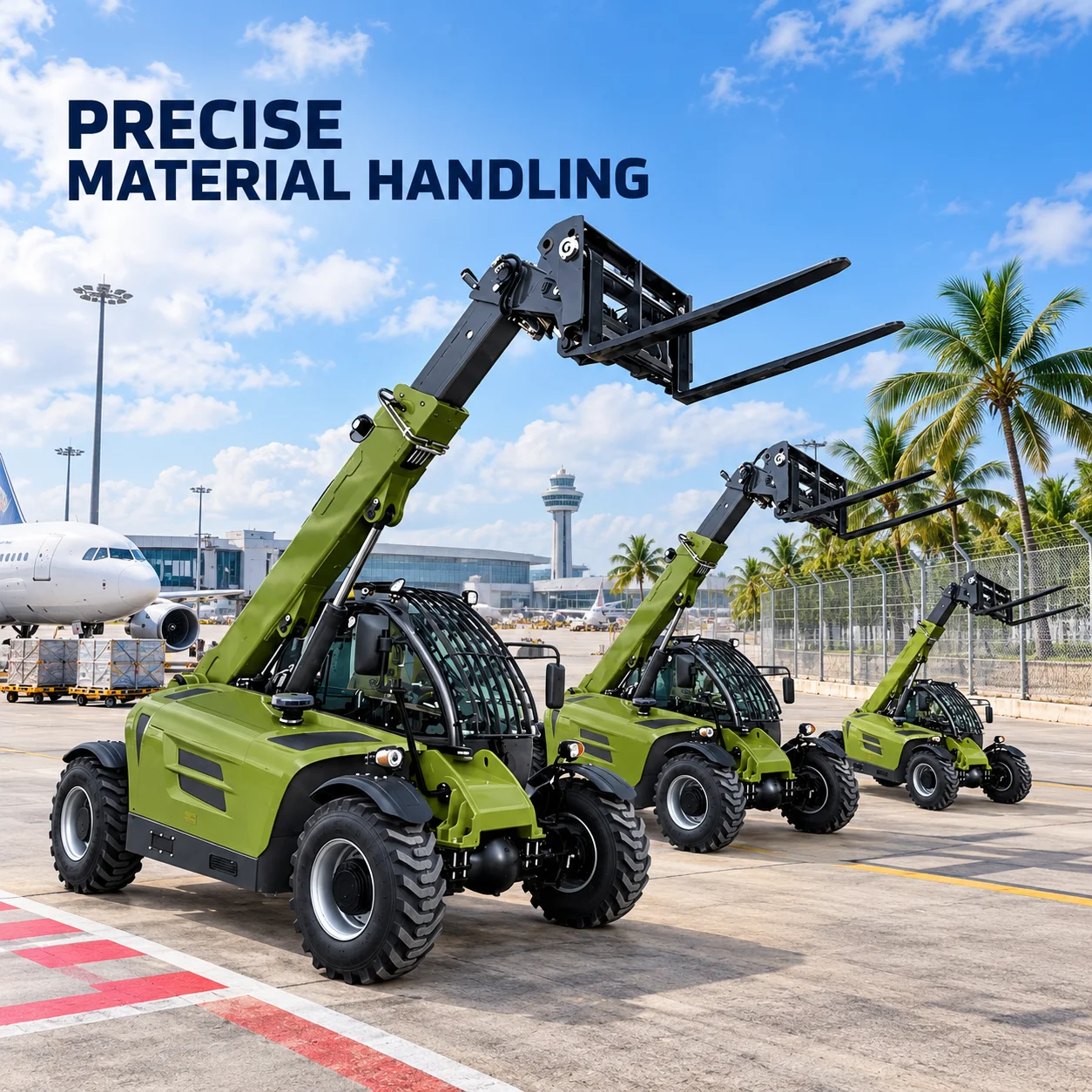 Rough Terrain Telehandler with Pallet Forks for Building Materials and Site Work
