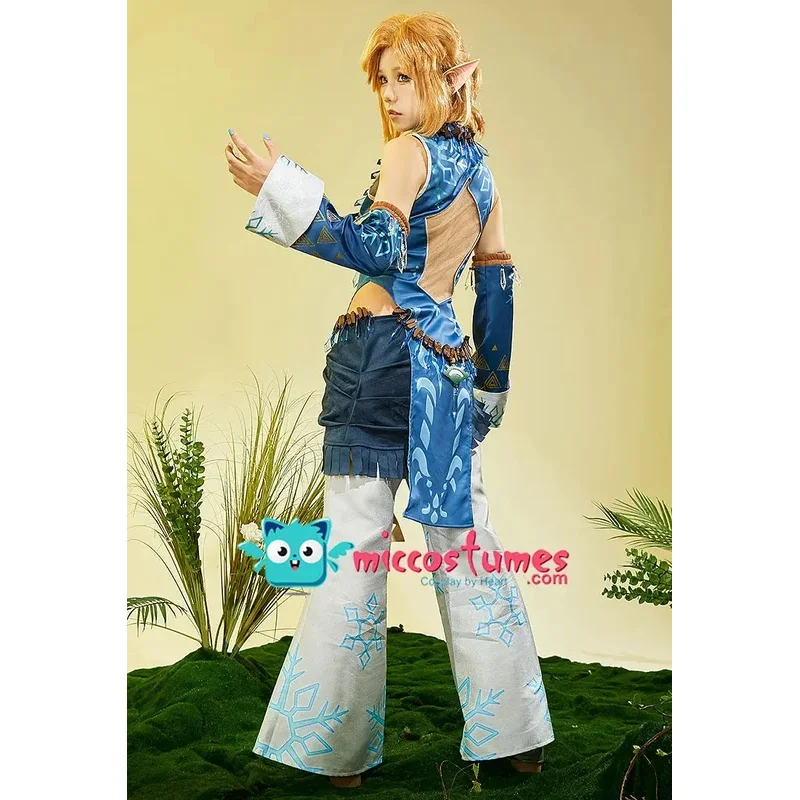 

CyMiccostumes Link Косплей Костюм Топ и брюки с ожерельем и рукавами для костюмов для косплея на Хэллоуин