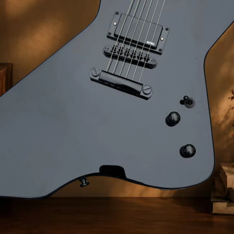 Matte Black E Electric Guitar Two Black Humbuckers Ebony Fingerboard Solid Mahogany Body Guitar Free Delivery