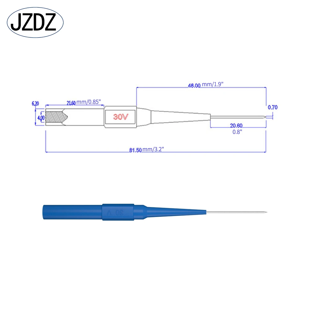 JZDZ 15pcs Insulation Non-destructive Piercing Test Probe Multimeter Stainless Puncture Back Probe 3 Angles J.30009