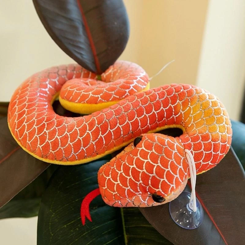 Y4QA Vibranting Color Snake Sturdy Plush Hanging Charm with Gold Detailing Designs