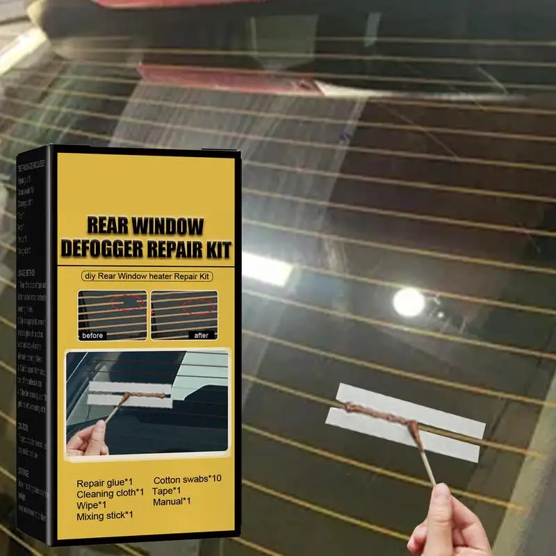 

Car Rear Window Defogger Repair Kit DIY Quick Repair Grid Defroster Kit Grid Lines Renovate Tool Fix Heater Glass Lines Defroste