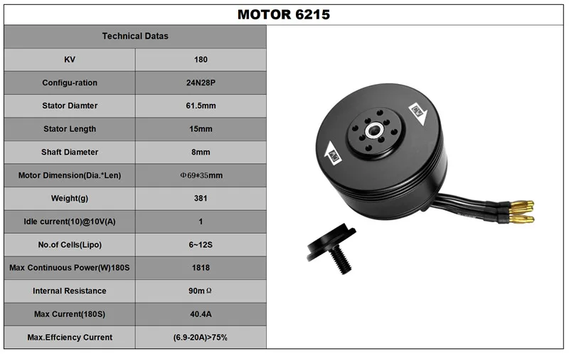 XAERO 6215 KV180 Bürstenloser Motor CW CCW Wasserdicht für 24-Zoll-Propeller Landwirtschafts-UAV – Detail 3
