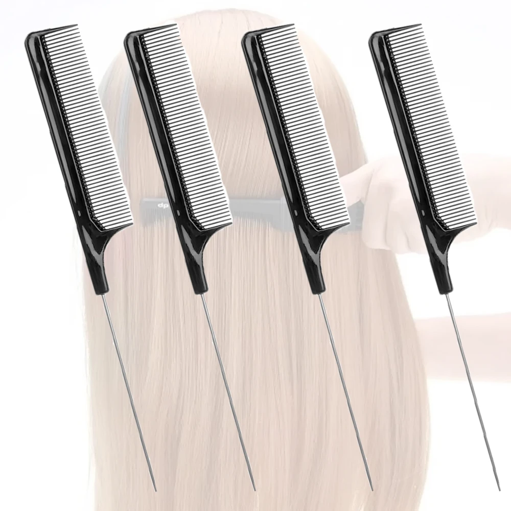 

Professional Hair Tail Combs Stainless Steel Salon Cut Styling Comb Spiked Hair Care Styling Tools Barber Accessories Fine Teeth